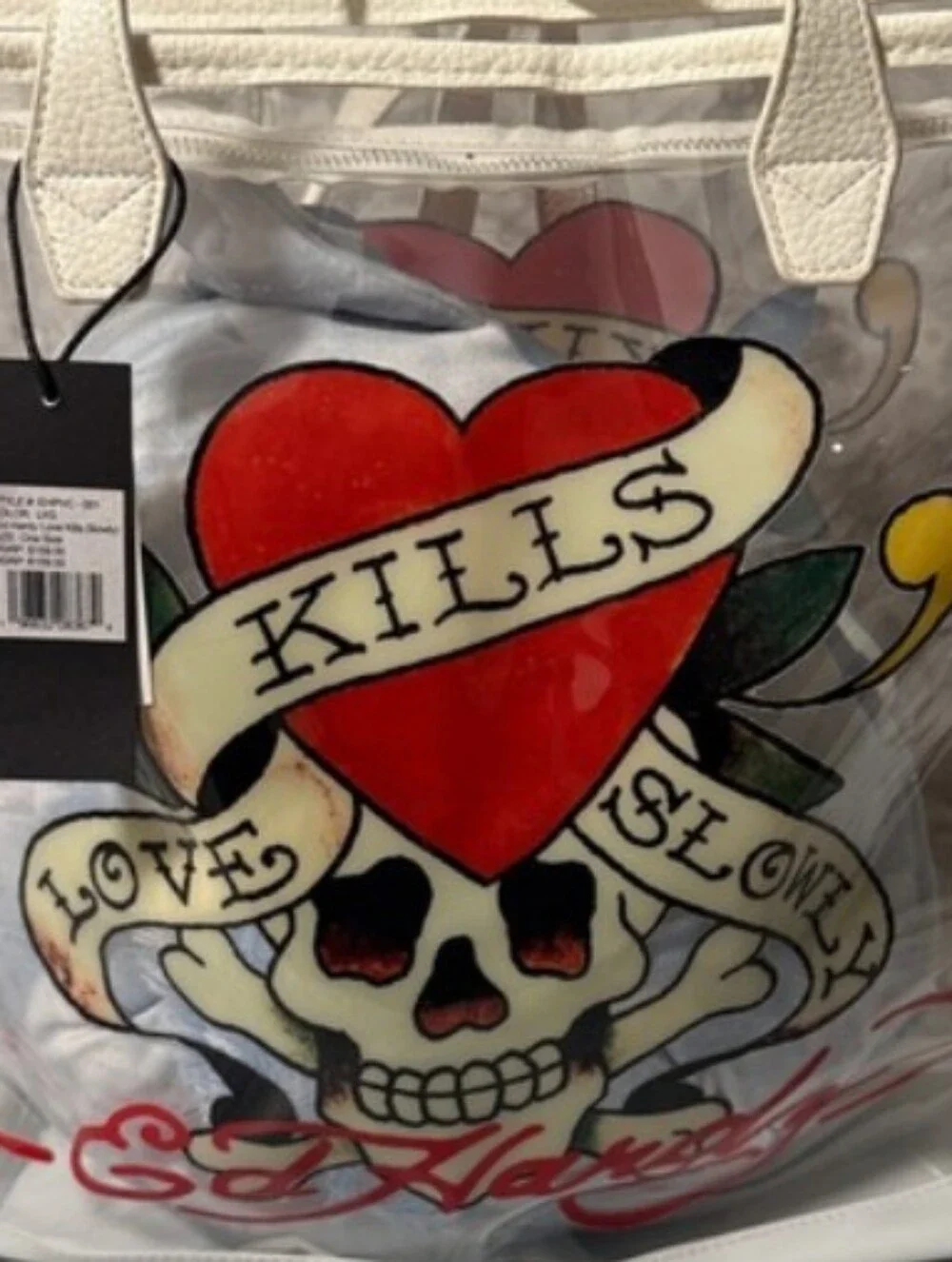Ed Hardy- " Love Kills Slowly " Graphic Clear Tote Bag ❤️🤍 - Picture 8 of 9
